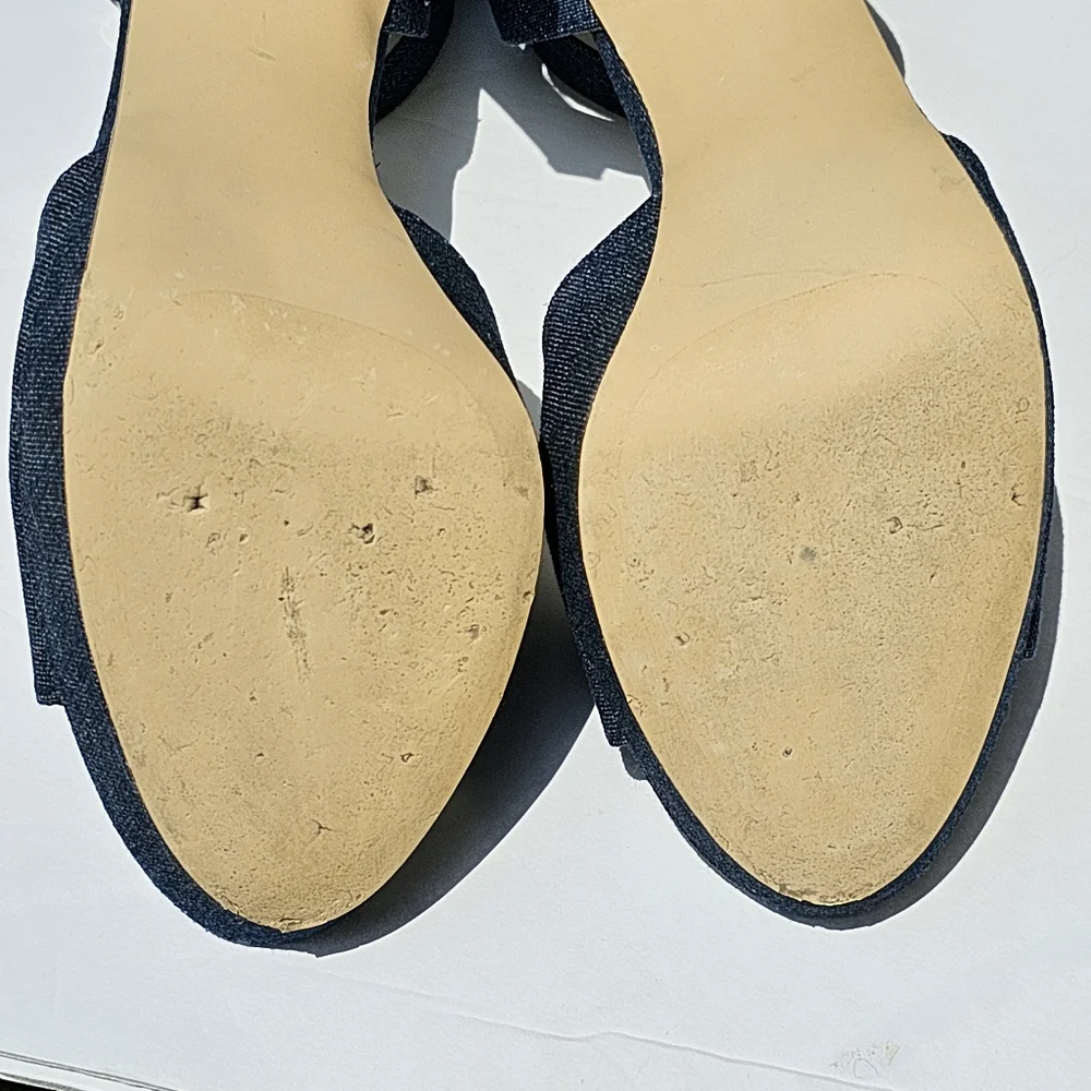 Guess Peep Toe Stilettos with Ankle Strap in Navy Size 9M_2
